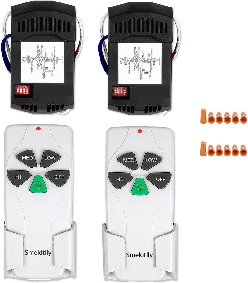 Smekitlly 2-Pack Universal Ceiling Fan Remote Kit with Light Dimmer - 3-Speed Smart Control for Hunter/Hampton Bay/Honeywell & Major Brands | Wide Compatible, Easy DIY Install - Image 1